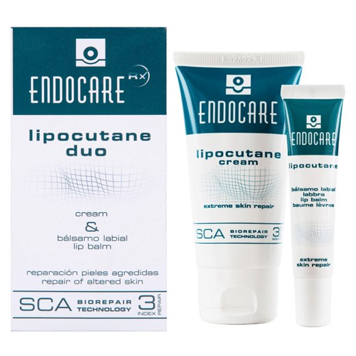 Endocare SCA Lipocutane Duo | Zestaw do pielęgnacji podrażnionej skóry twarzy i ust: krem regenerujący 50ml + balsam do ust 10ml