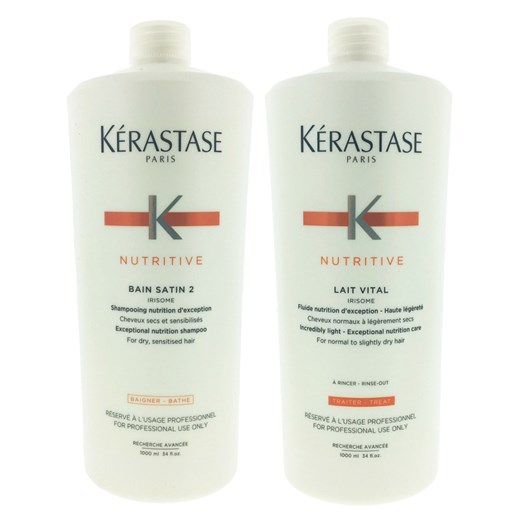 Kérastase Nutritive | Zestaw do włosów suchych i uwrażliwionych: kąpiel 1000ml + mleczko proteinowe 1000ml