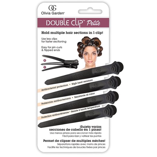 Olivia Garden Double Clip Petite | Podwójne klipsy do włosów 4 szt. (małe, czarne)