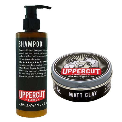 Uppercut Deluxe Matt Clay and Shampoo | Zestaw: matowa glinka 60g + szampon 250ml
