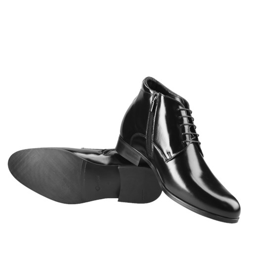 Czarne buty zimowe męskie Conhpol na zimę skórzane 