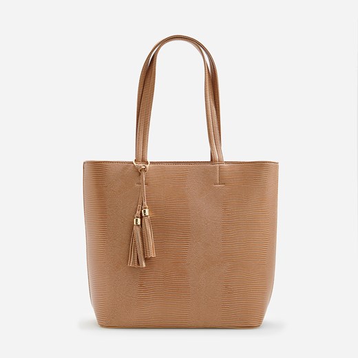Shopper bag brązowa Reserved elegancka na ramię 