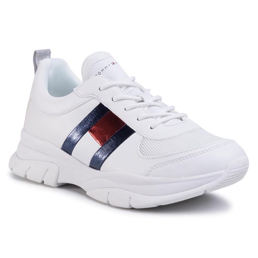 Sneakersy TOMMY HILFIGER - Low Cut Lace-Up Sneaker T3A4-30633-0968 D White 100