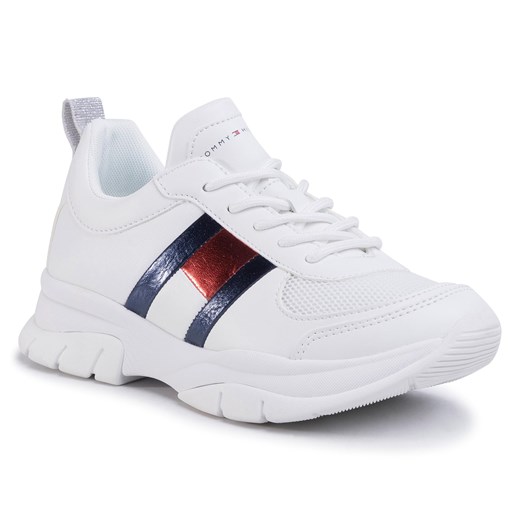 Sneakersy TOMMY HILFIGER - Low Cut Lace-Up Sneaker T3A4-30633-0968 S White 100