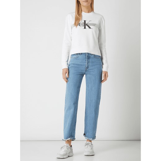Biała bluza damska Calvin Klein bawełniana z napisami casualowa 