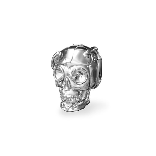 Srebrny beads przekładka CZASZKA robot srebro 925 : Kolor pokrycia srebra - Pokrycie Jasnym Rodem Giorre   
