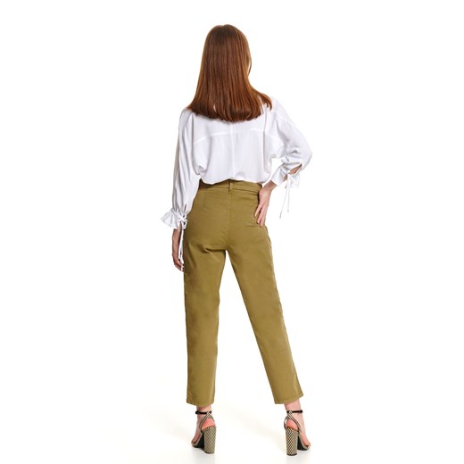 Zielone spodnie damskie Top Secret bez wzorów 