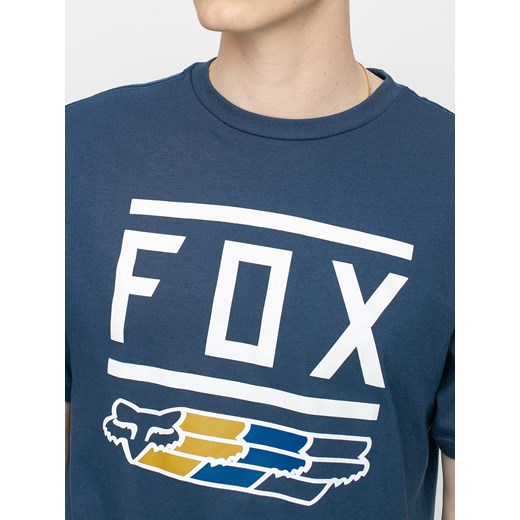 T-shirt męski Fox niebieski z krótkim rękawem z bawełny w stylu młodzieżowym 