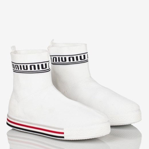 Białe sportowe buty damskie z ozdobną skarpetką California Love - Obuwie Royalfashion.pl  39 
