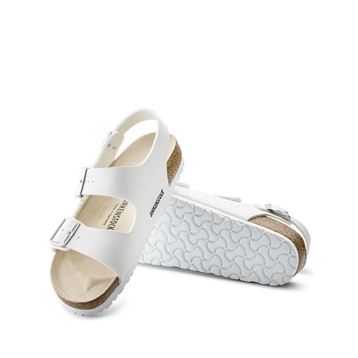 Sandały damskie białe Birkenstock płaskie bez obcasa 