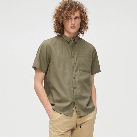 Cropp - Gładka bawełnianan koszula - Zielony  Cropp XL 