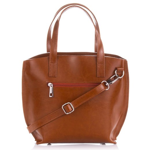 Shopper bag Paolo Peruzzi brązowa bez dodatków na ramię duża elegancka 