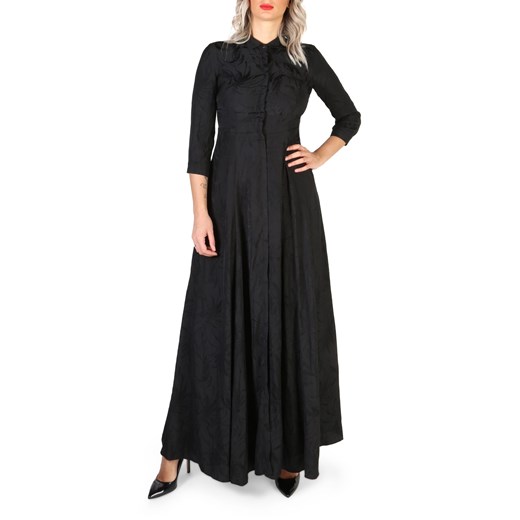 Guess sukienka maxi czarna z długimi rękawami 