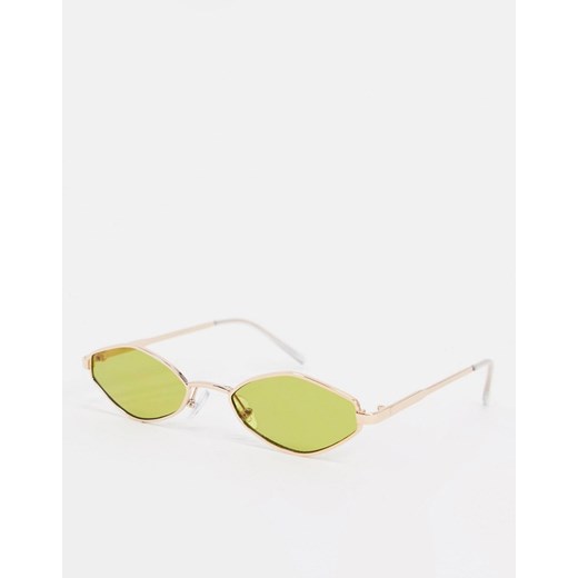 Topshop – Okulary przeciwsłoneczne z metalowymi sześciokątnymi oprawkami-Złoty Topshop  One Size Asos Poland