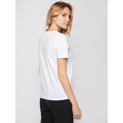 Bluzka damska Calvin Klein z krótkim rękawem biała z okrągłym dekoltem casual 