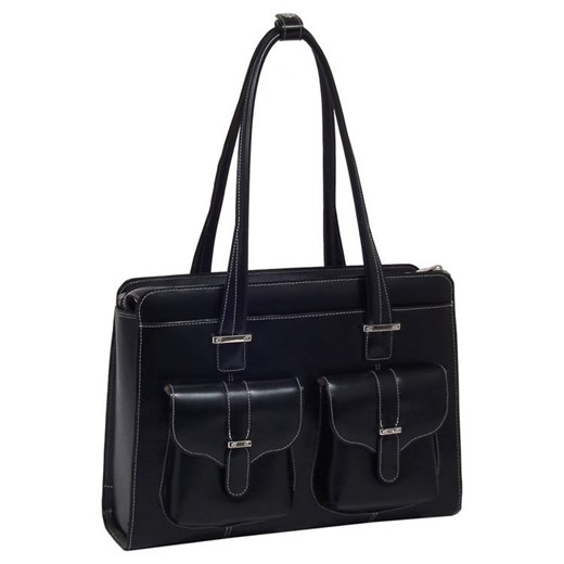 Skórzana torebka damska czarna na laptopa 15,6" biznesowa Alexis