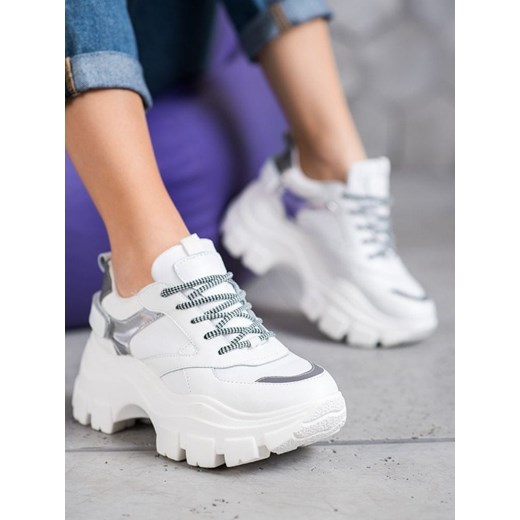Buty sportowe damskie Webhiddenbrand w stylu młodzieżowym białe na platformie 