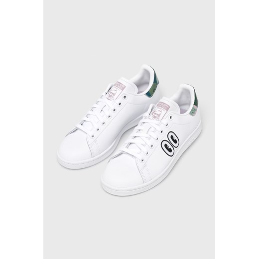Buty sportowe damskie Adidas Originals skórzane białe sznurowane na płaskiej podeszwie 