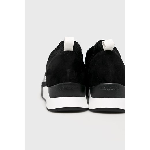 Buty sportowe damskie czarne Calvin Klein gładkie na platformie wiązane młodzieżowe 