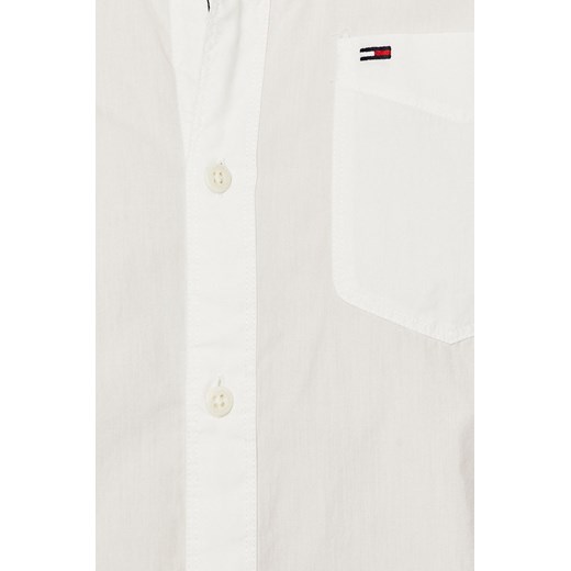 Koszula męska biała Tommy Jeans z długimi rękawami z klasycznym kołnierzykiem 