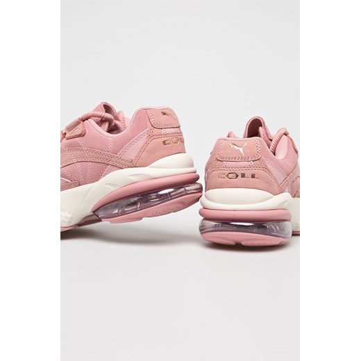 Buty sportowe damskie Puma różowe bez wzorów sznurowane na wiosnę 