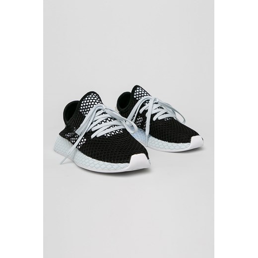Buty sportowe damskie Adidas Originals czarne ze skóry sznurowane 