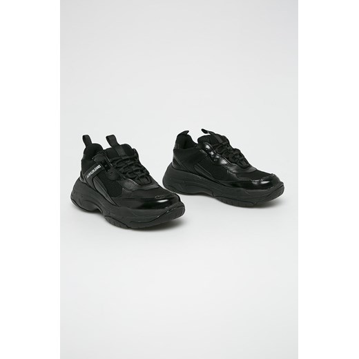 Buty sportowe damskie Calvin Klein czarne bez wzorów na płaskiej podeszwie sznurowane 