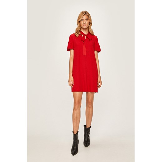 Sukienka Red Valentino bez wzorów czerwona mini luźna tkaninowa 