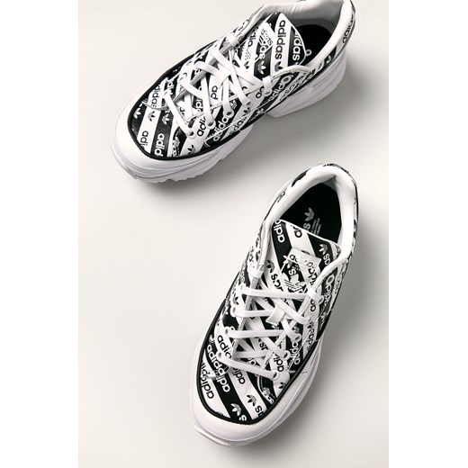 Buty sportowe damskie Adidas Originals w nadruki ze skóry ekologicznej wiązane na platformie 