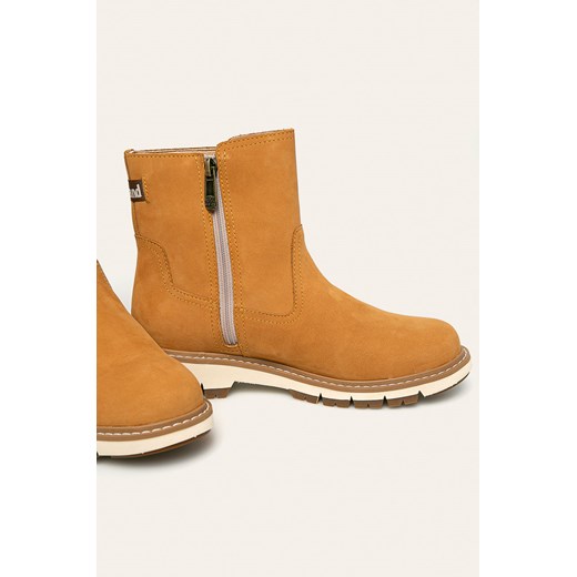 Botki Timberland bez wzorów skórzane z zamkiem na płaskiej podeszwie
