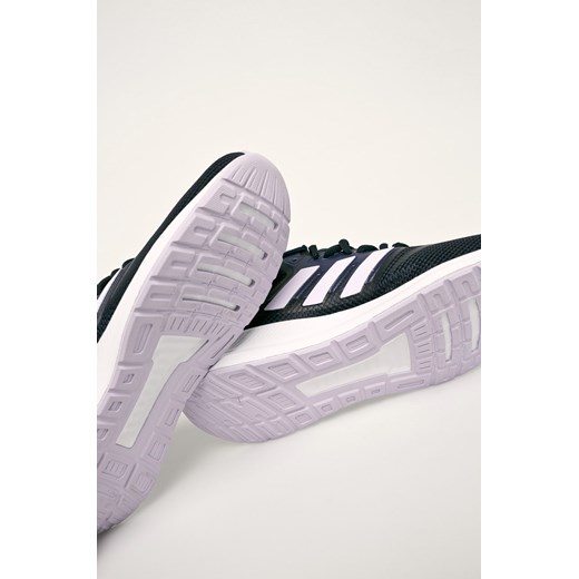 Buty sportowe damskie granatowe Adidas bez wzorów ze skóry ekologicznej na platformie 