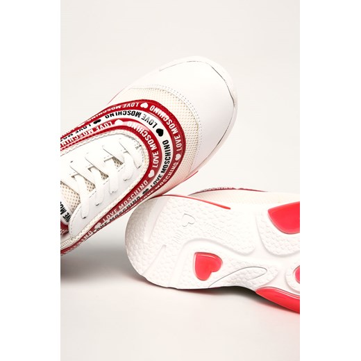 Buty sportowe damskie Love Moschino na wiosnę białe na płaskiej podeszwie 