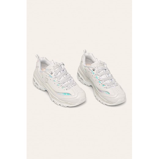 Sneakersy damskie Skechers sznurowane bez wzorów ze skóry ekologicznej białe na platformie 
