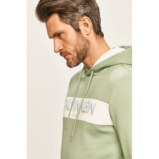 Bluza męska Calvin Klein z napisem bawełniana zielona 