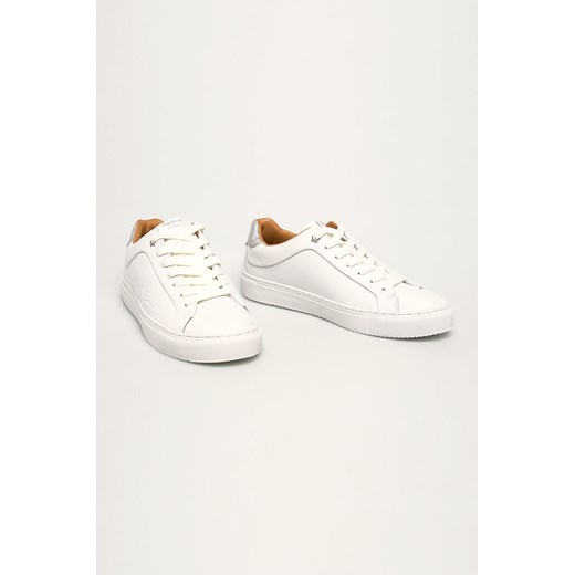 Buty sportowe damskie Pepe Jeans wiązane białe ze skóry ekologicznej gładkie 