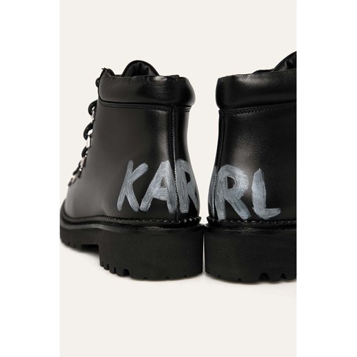 Workery damskie Karl Lagerfeld czarne skórzane casual 