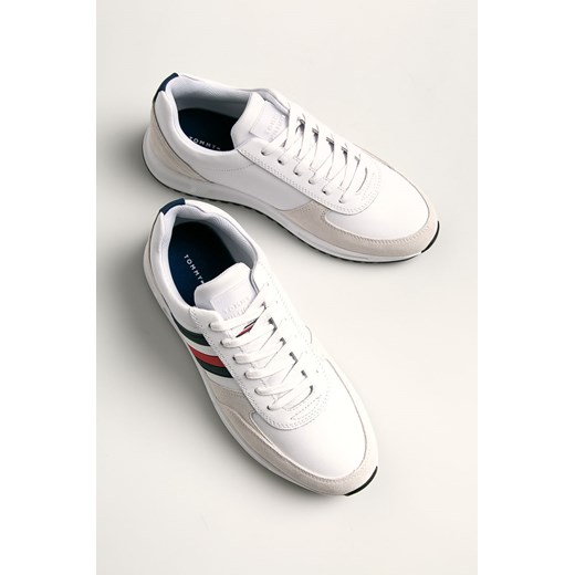 Białe buty sportowe męskie Tommy Hilfiger zamszowe sznurowane 