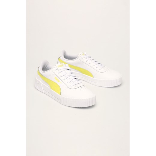 Buty sportowe damskie Puma płaskie białe ze skóry ekologicznej