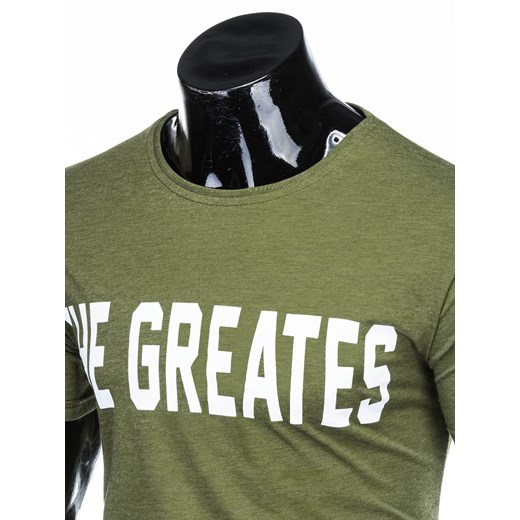 T-shirt męski z nadrukiem 1197S - zielony Edoti.com  XL 