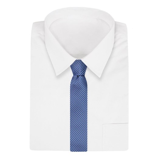 Niebieski Elegancki Krawat -Chattier- 6,5cm, Męski, w Drobny Wzór KRCHBASIC1131  Chattier  JegoSzafa.pl