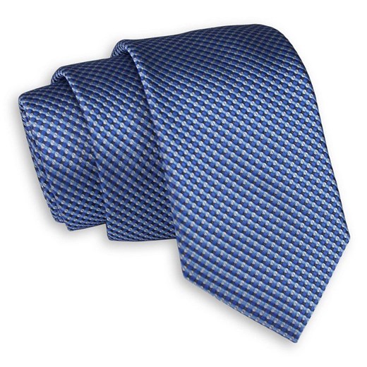Niebieski Elegancki Krawat -Chattier- 6,5cm, Męski, w Drobny Wzór KRCHBASIC1131 Chattier   JegoSzafa.pl