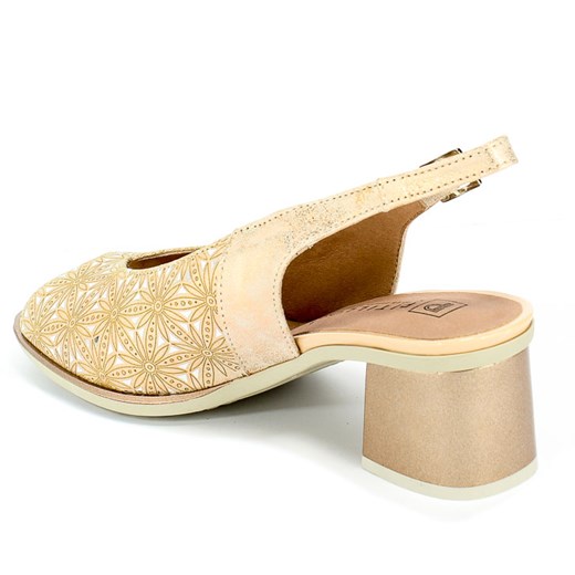 Sandały damskie Pitillos z klamrą skórzane na średnim obcasie eleganckie 