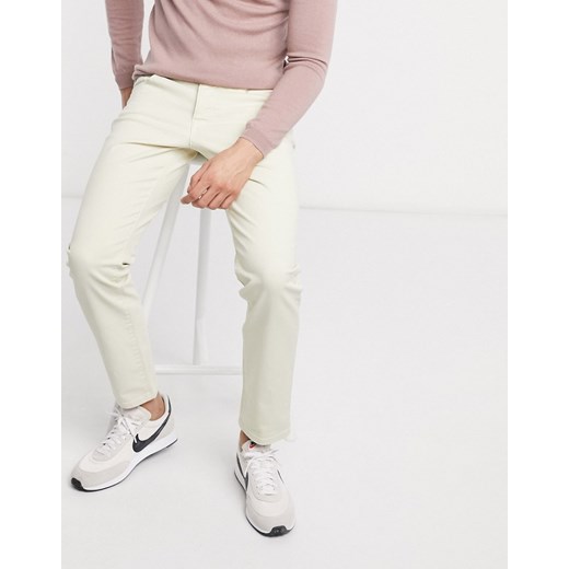 Selected Homme – Jeansy z bawełny organicznej ze stretchem o dopasowanym kroju w kolorze złamanej bieli-Biały