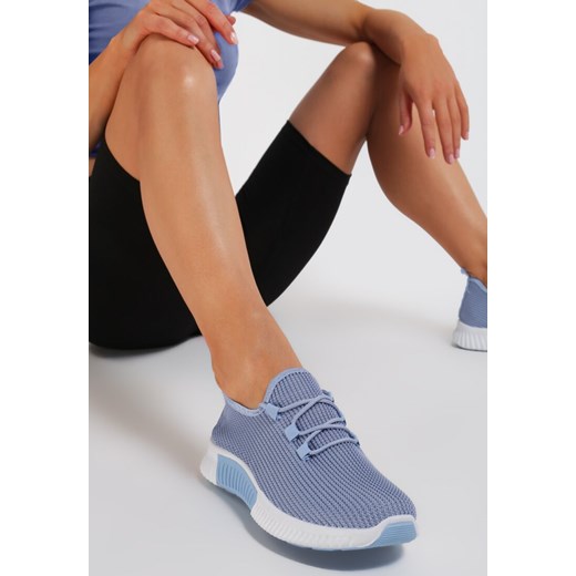 Buty sportowe damskie niebieskie Renee płaskie sznurowane gładkie 