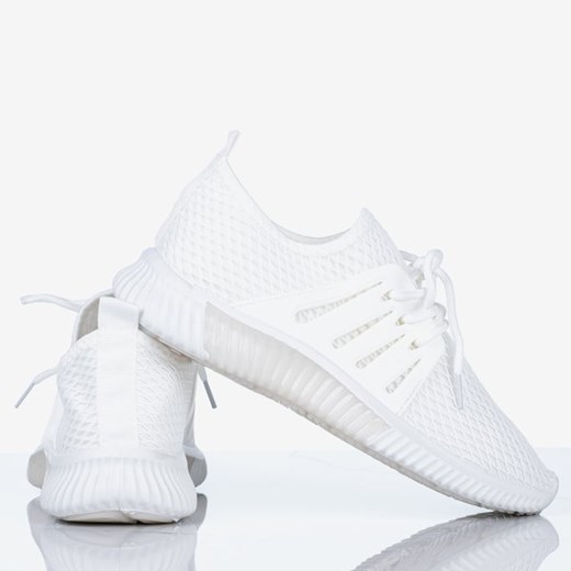 Royalfashion.pl buty sportowe damskie białe płaskie sznurowane 