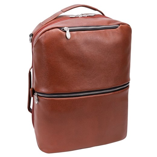 Brązowy plecak i torba podróżna East Side ze skóry naturalnej na laptopa 17"