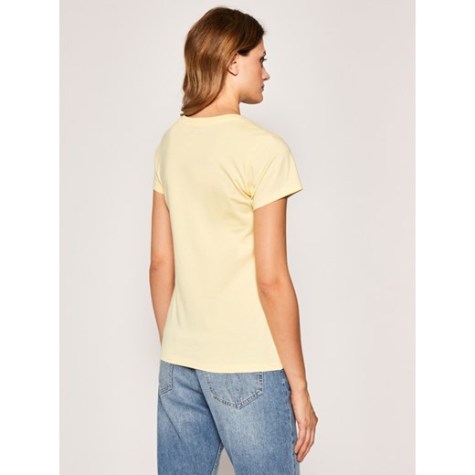 Bluzka damska New Balance z napisami żółta z okrągłym dekoltem z krótkim rękawem 