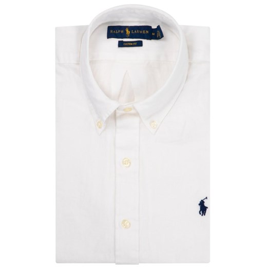Koszula męska Polo Ralph Lauren z krótkimi rękawami biała gładka z kołnierzykiem button down 