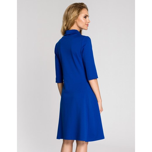 Sukienka Moe niebieska z długim rękawem mini dla puszystych 