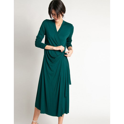 Sukienka Vzoor z długimi rękawami zielona maxi na wiosnę karnawałowa 